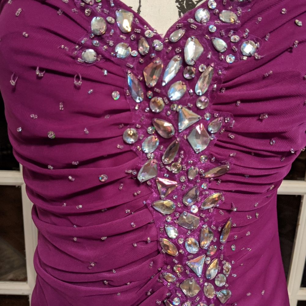 Deb rhinestone accent gown burgundy purple…